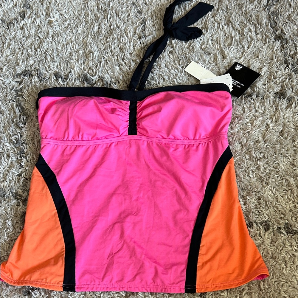 Kenneth Cole New York Pink and Orange Bikini Top